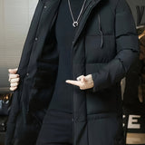 Men's Hooded Longline Coat – Warm Mid-Length Winter Overcoat