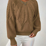 Women's Cable Knit Jumper – Relaxed Fit Chunky Winter Top