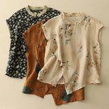 Vintage Floral Sleeveless Top | Soft Structure & Timeless Elegance