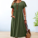 Cotton Day Dress | Relaxed Mid-Length Comfort