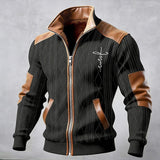 Men's Contrast-Trim Stand-Collar Jacket - Lined Winter Layer