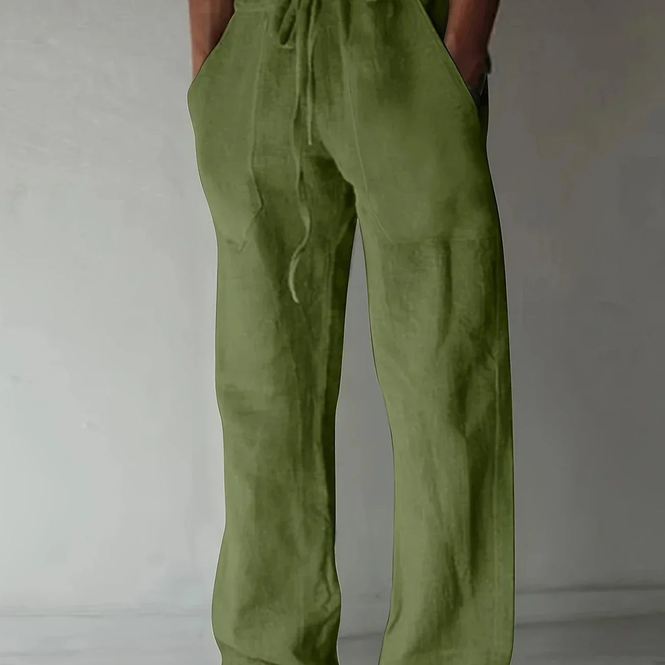 Men's Linen Trousers – Wide Leg Drawstring Waist Summer Fit
