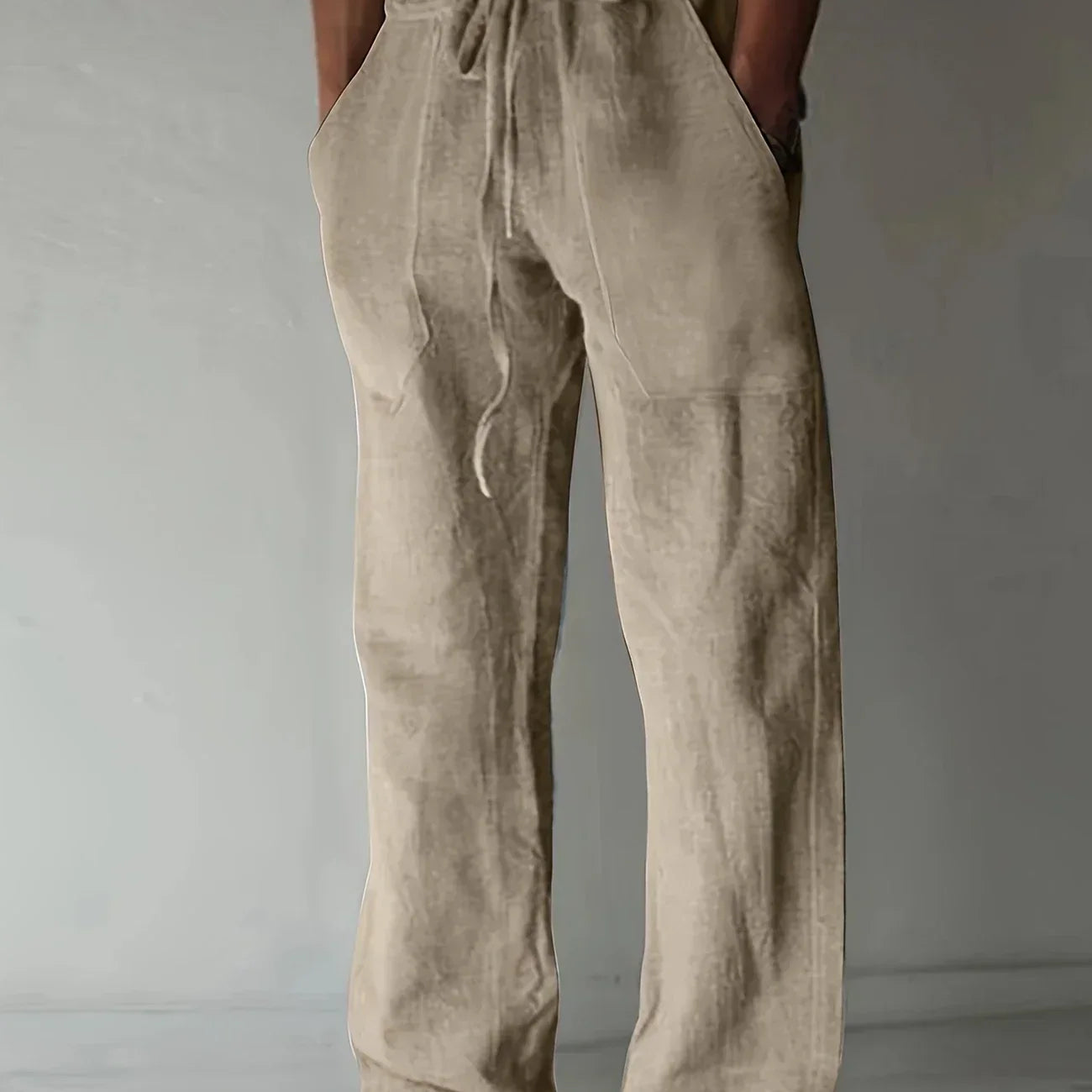 Men's Linen Trousers – Wide Leg Drawstring Waist Summer Fit