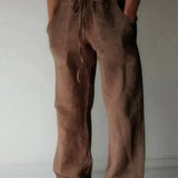 Men's Linen Trousers – Wide Leg Drawstring Waist Summer Fit