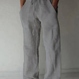 Men's Linen Trousers – Wide Leg Drawstring Waist Summer Fit