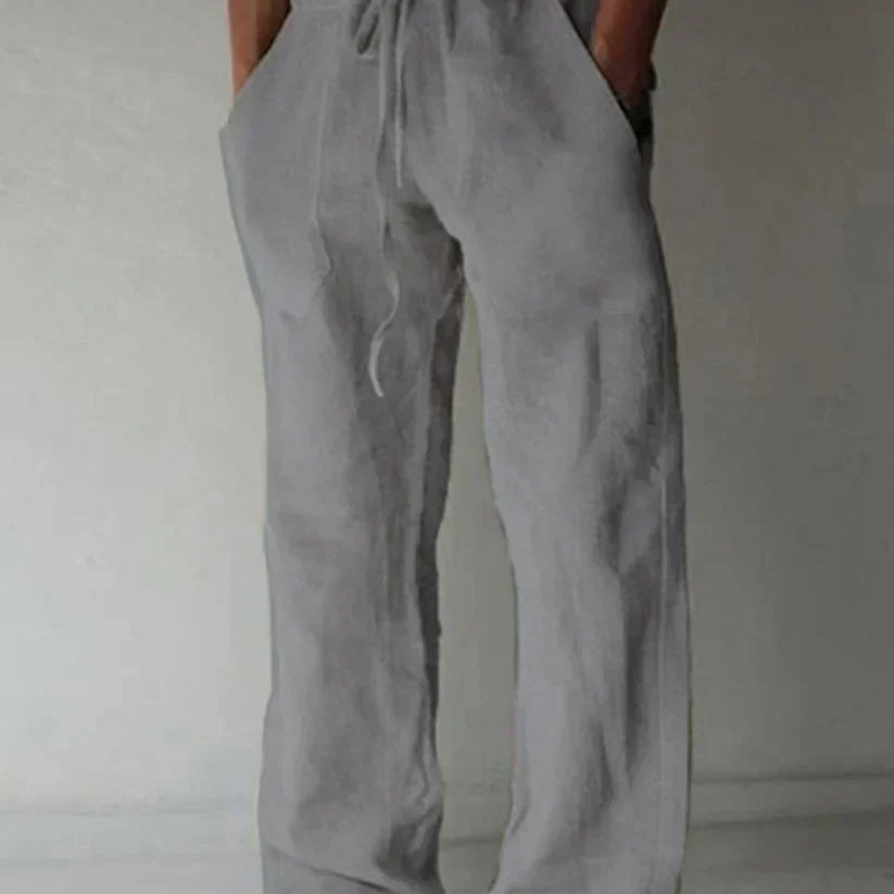 Men's Linen Trousers – Wide Leg Drawstring Waist Summer Fit