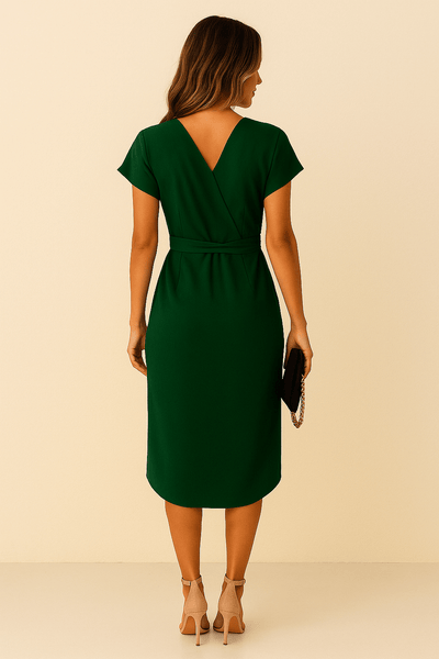 Grace™ | Timeless Elegance Wrap Midi Dress in Green