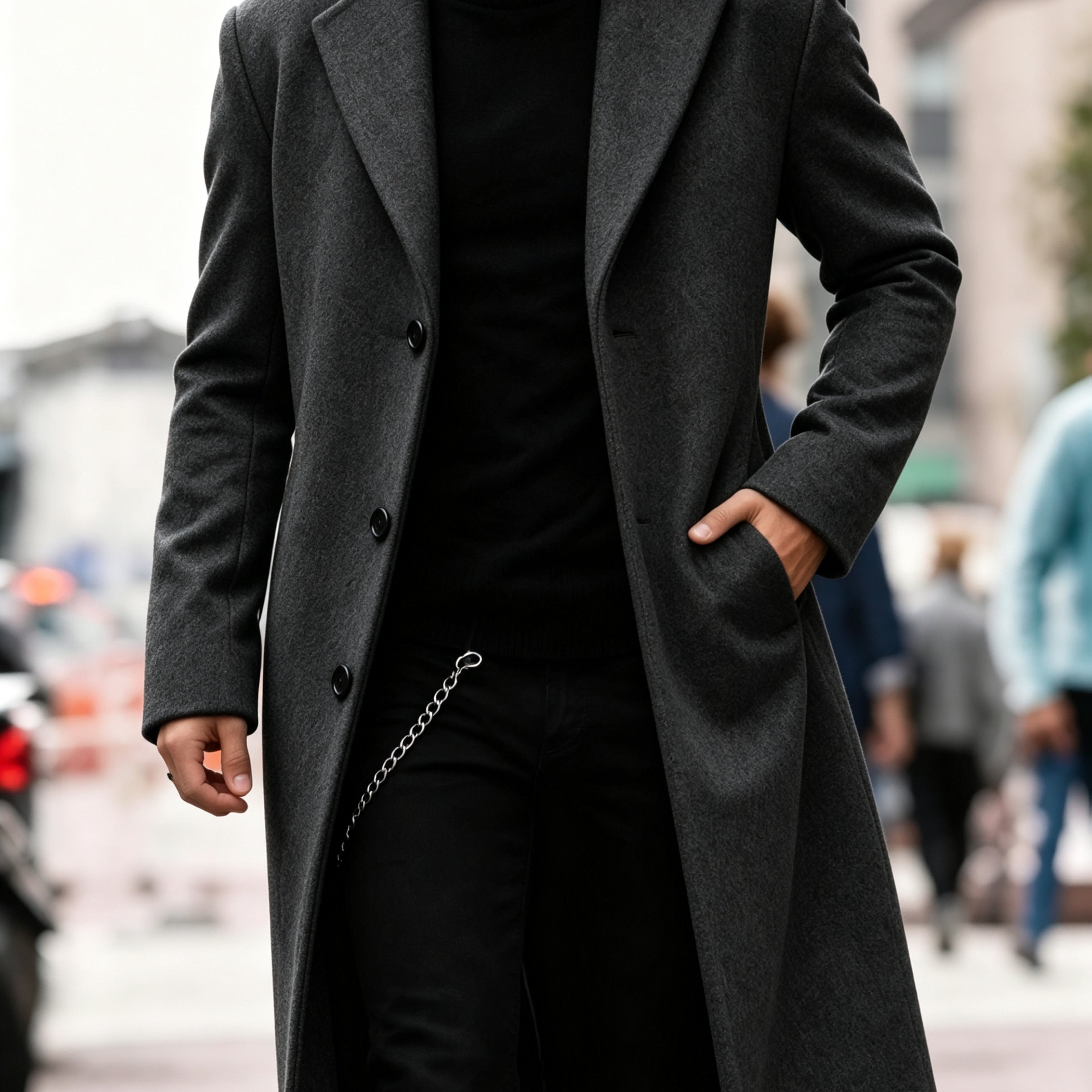 Men's Long Tailored Coat – Smart Winter Overcoat for Formal Wear