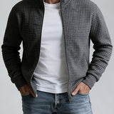 Men's Textured Stand Collar Jacket – Smart Casual Autumn Style
