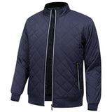 Men's Quilted Bomber Jacket - Fleece-Lined Ribbed Trim Layer