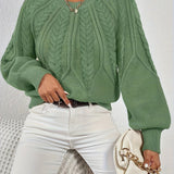 Women's Cable Knit Jumper – Relaxed Fit Chunky Winter Top