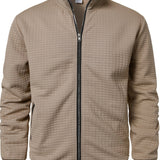 Men's Textured Stand Collar Jacket – Smart Casual Autumn Style