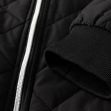Men's Quilted Bomber Jacket - Fleece-Lined Ribbed Trim Layer