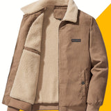 Men's Ribbed Fleece-Lined Jacket – Textured Warm Layering Style
