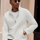 Men's Textured Zip Jacket – Stand Collar Smart Casual Outerwear