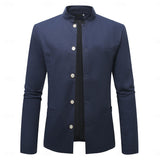 Men's Mandarin-Collar Button Jacket - Lightweight Layering Piece