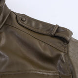 Women's Cropped Faux Leather Bomber Jacket – Edgy Casual Style