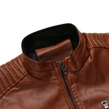 Men's Stand-Collar Biker Jacket - Zip-Up Structured Layer