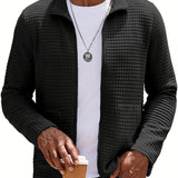 Men's Textured Zip Jacket – Stand Collar Smart Casual Outerwear