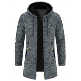 Men's Long Hooded Coat – Minimalist Mid-Length Winter Overcoat
