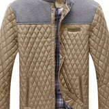 Men's Quilted Jacket with Stand Collar – Padded Winter Outerwear
