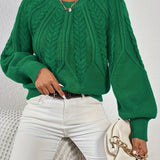 Women's Cable Knit Jumper – Relaxed Fit Chunky Winter Top