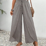 Wide Leg Geometric Print Trousers | Statement Comfort