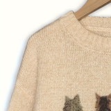 Women's Cat Print Jumper – Novelty Knit Sweater for Cat Lovers