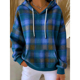 Women's Checked Hoodie – Warm Casual Hooded Sweatshirt Top