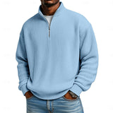Men's Ribbed Quarter Zip Pullover – Stretch Knit Casual Top