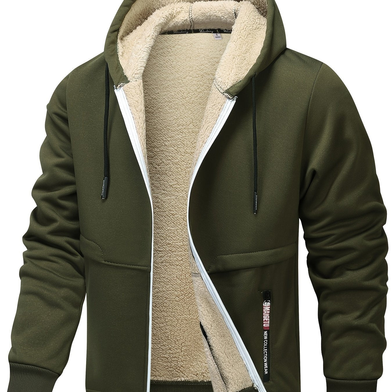 Men's Hooded Fleece-Lined Zip-Up Jacket - Cosy Winter Layer