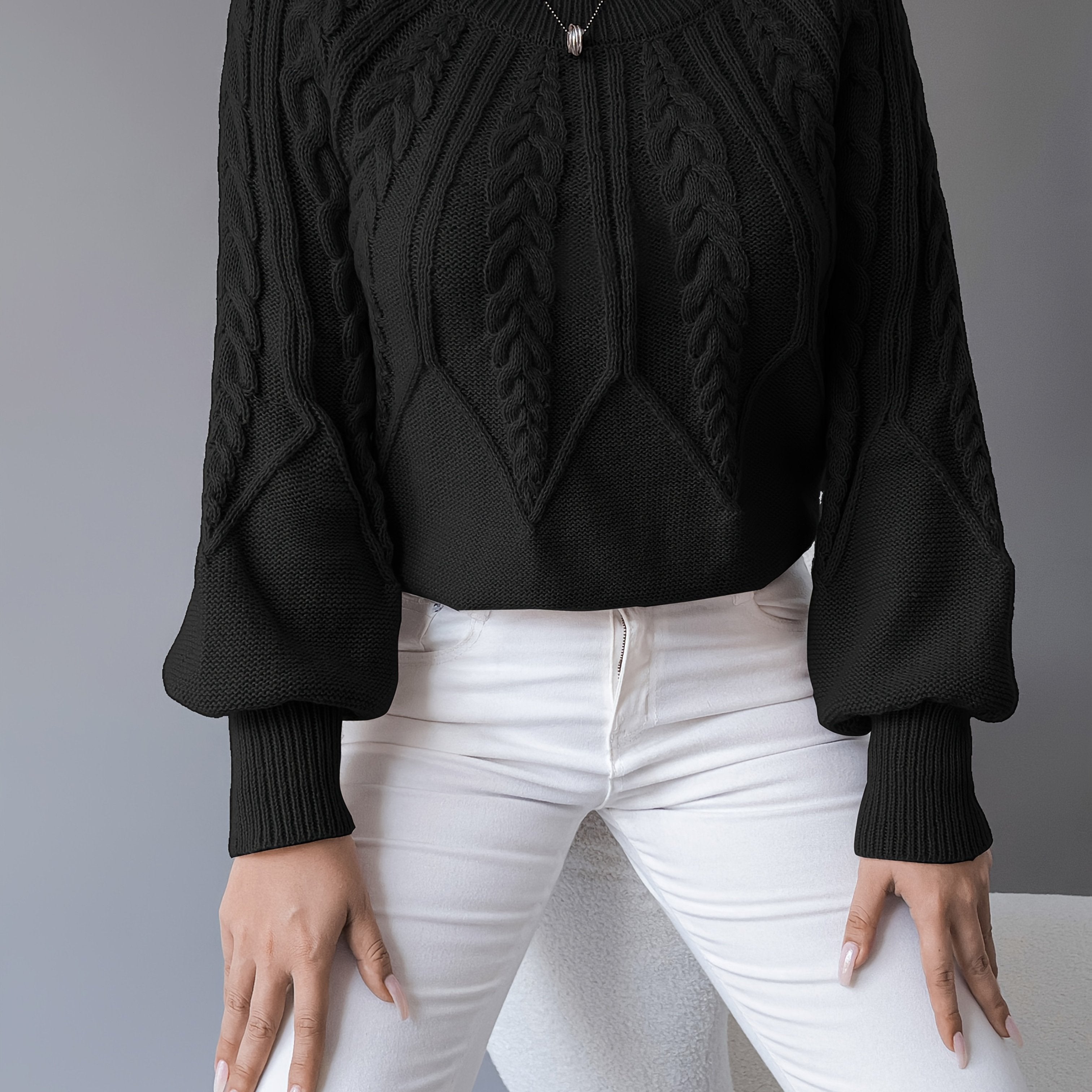 Women's Chunky Cable Knit Jumper – Nordic Style Winter Sweater