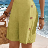 Comfortable Side Button Shorts | Mid-Thigh Summer Essential