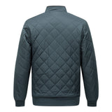 Men's Quilted Bomber Jacket - Fleece-Lined Ribbed Trim Layer