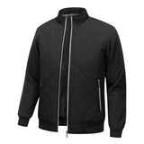 Men's Quilted Bomber Jacket - Fleece-Lined Ribbed Trim Layer