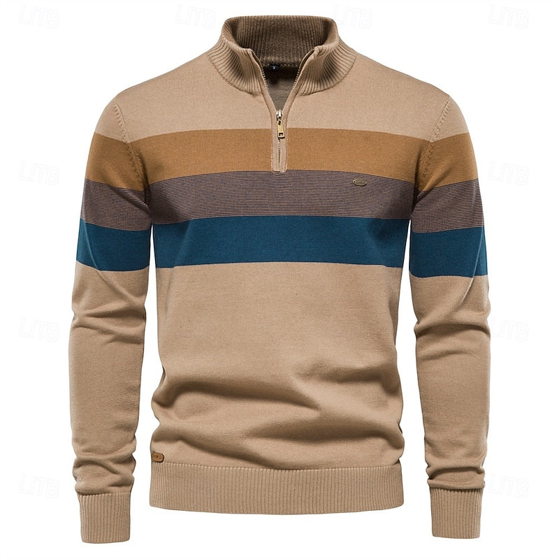 Men's Colour Block Half Zip Sweater – Modern Knit Top