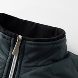 Men's Quilted Bomber Jacket - Fleece-Lined Ribbed Trim Layer