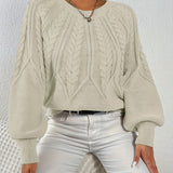 Women's Cable Knit Jumper – Relaxed Fit Chunky Winter Top
