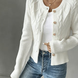 Women's Cable Knit Cardigan – Button Front Chunky Knitted Top