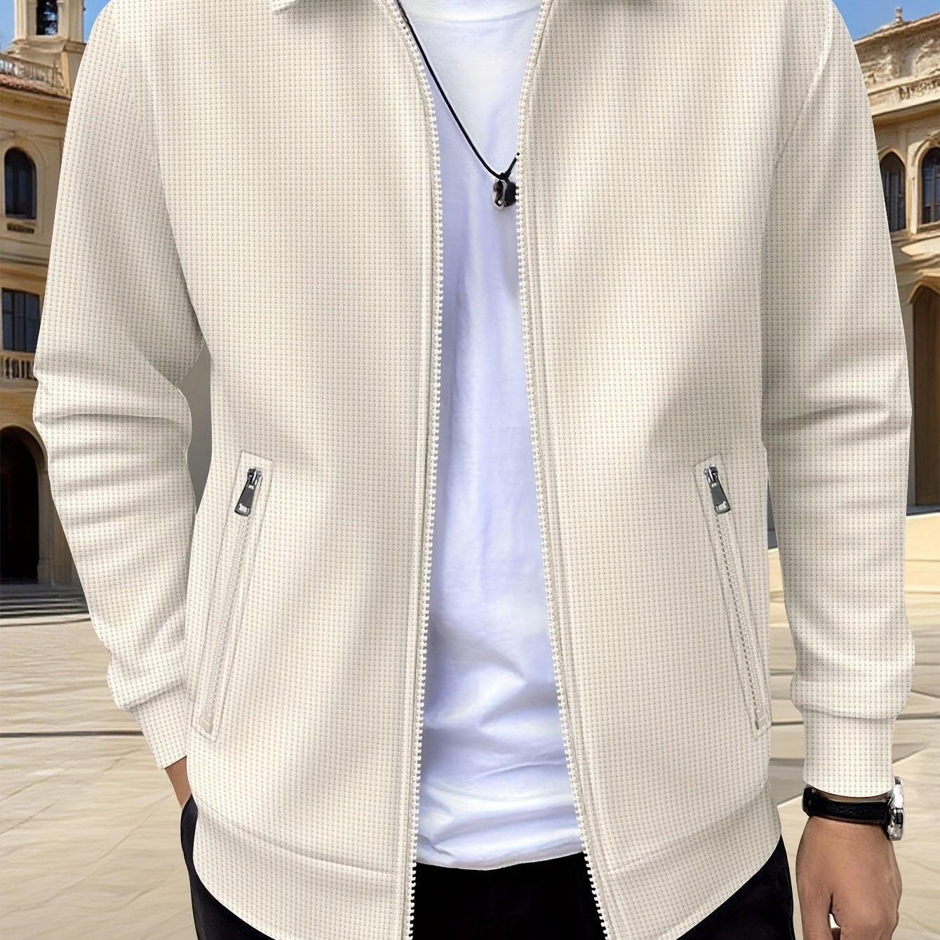 Men's Textured Zip Jacket – Lightweight Modern Casual Layer