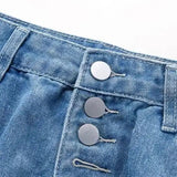 Women's Distressed Straight Leg Jeans – High Waisted Denim