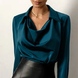 Drape Neck Satin Blouse | Luxurious Comfort, Timeless Elegance
