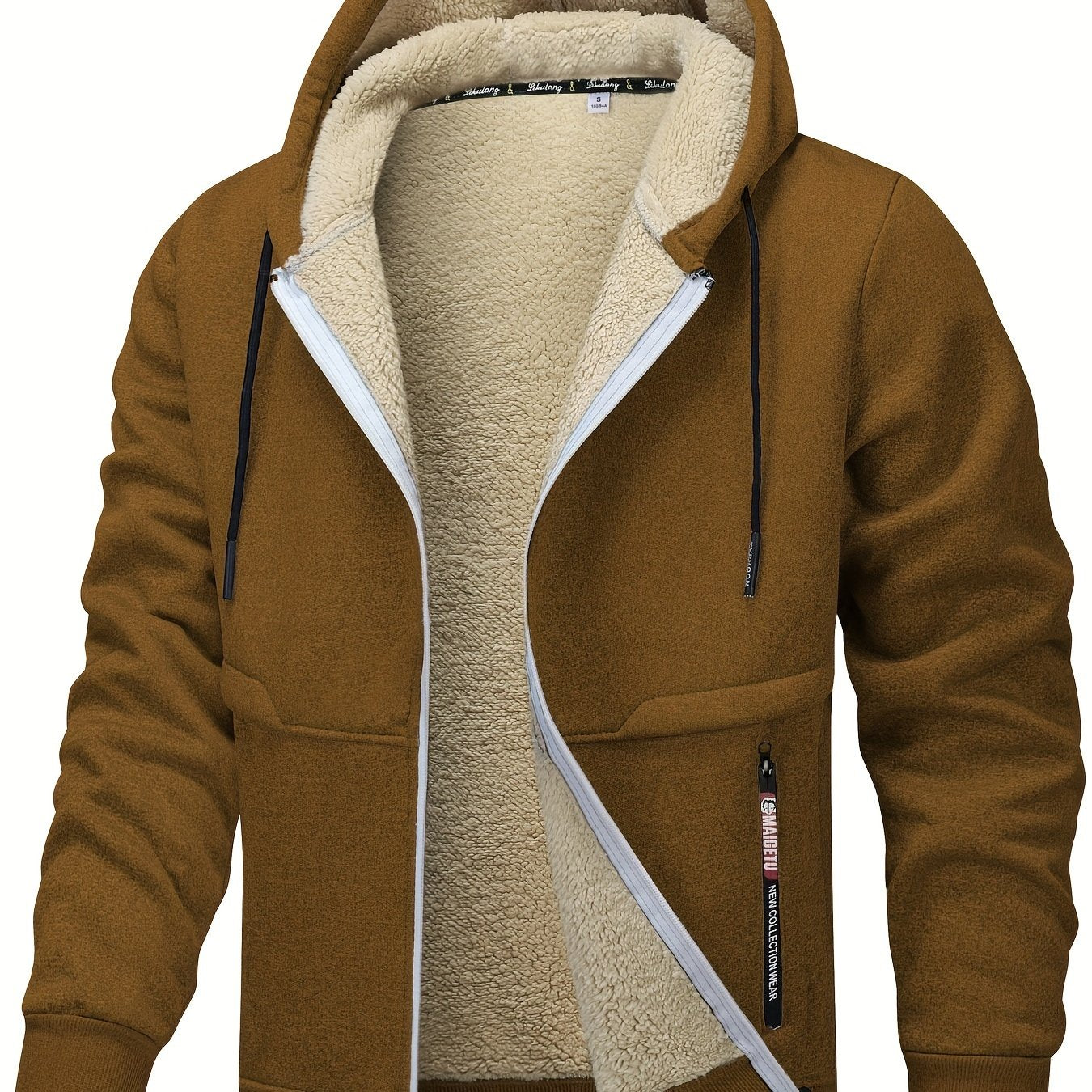 Men's Hooded Fleece-Lined Zip-Up Jacket - Cosy Winter Layer