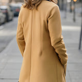 Women's Double-Breasted Coat – Contrast Trim Tailored Winter Coat