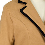 Women's Double-Breasted Coat – Contrast Trim Tailored Winter Coat