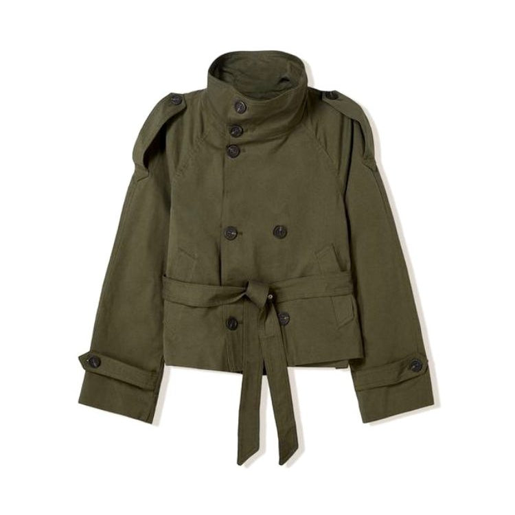 Women's Double-Breasted Trench Coat – Short Belted Collared Coat
