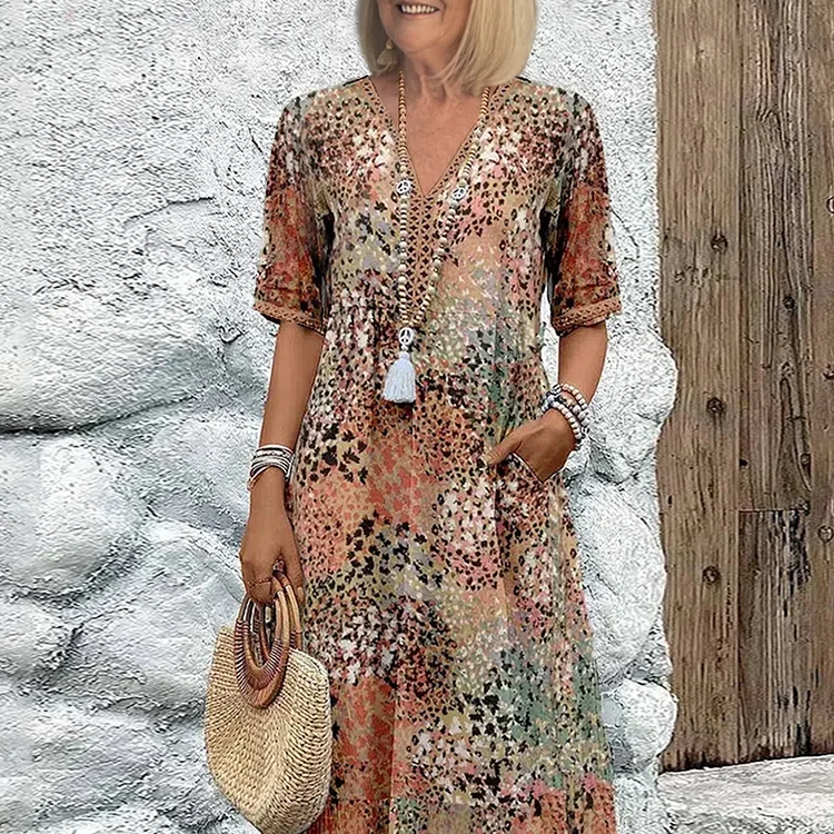 Colorful Midi Dress | Relaxed Fit & Vibrant Style
