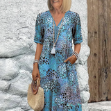 Colorful Midi Dress | Relaxed Fit & Vibrant Style