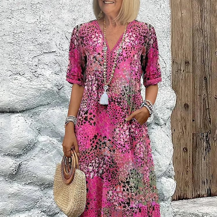 Colorful Midi Dress | Relaxed Fit & Vibrant Style