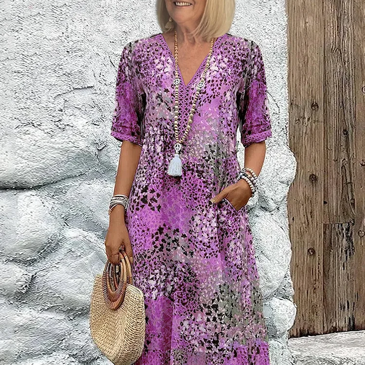Colorful Midi Dress | Relaxed Fit & Vibrant Style